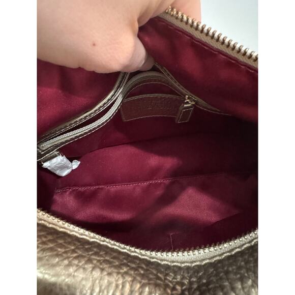 Cole Haan Metallic Bronze Carry-All Satchel Shoulder Bag – Leather Purse - Picture 5 of 5